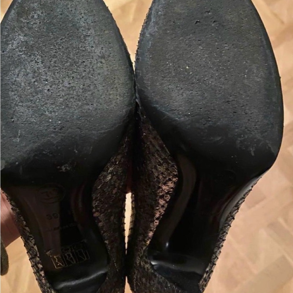 Authentic Chanel Python Leather Peep-Toe Heels - image 6